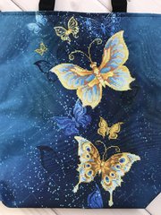 Сумка під вишивку бісером "Метелики" синя