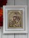 Иконы пара венчальная Спаситель Казанская в деревянном белом киоте под стеклом золото 25*22 см
