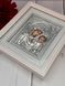 Иконы пара венчальная Спаситель Казанская в деревянном белом киоте под стеклом в серебре 22*25 см